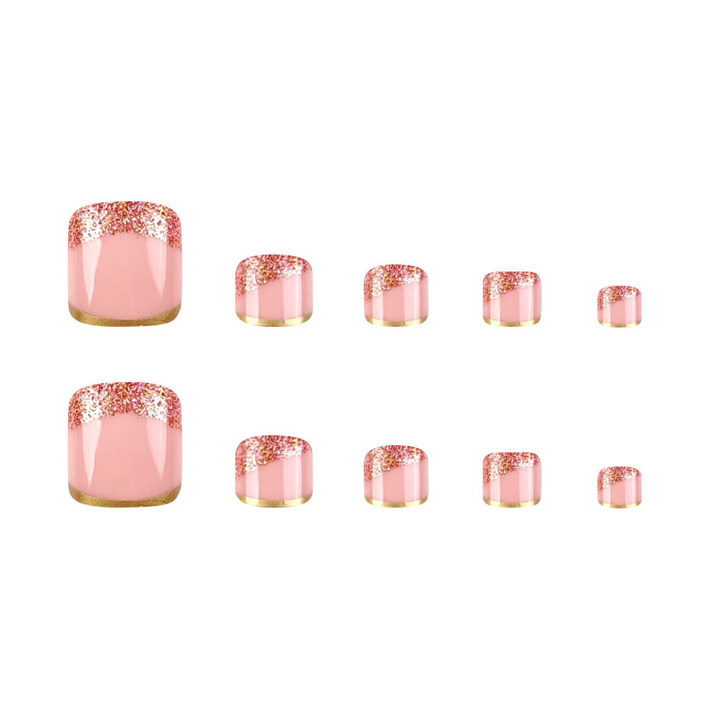Comercio exterior brillante brillo de oro francés de verano polvo desnudo parche de uñas blancas 24 piezas de manicura lote mixto