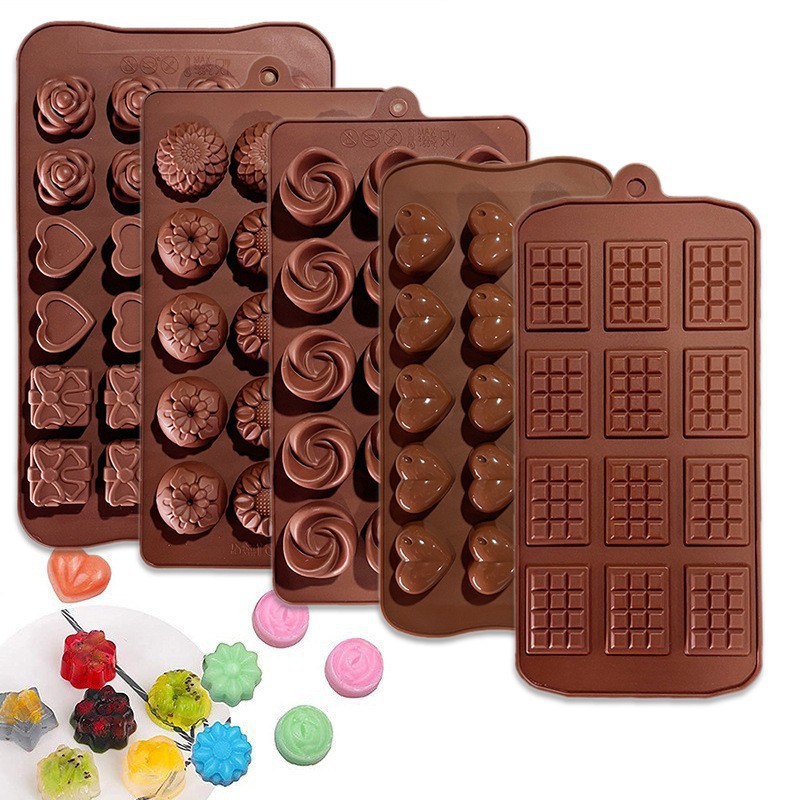 Molde de silicona de grado alimenticio para chocolate, bandeja de hielo con forma de corazón para dulces, molde para hornear pasteles, pudín y fondant