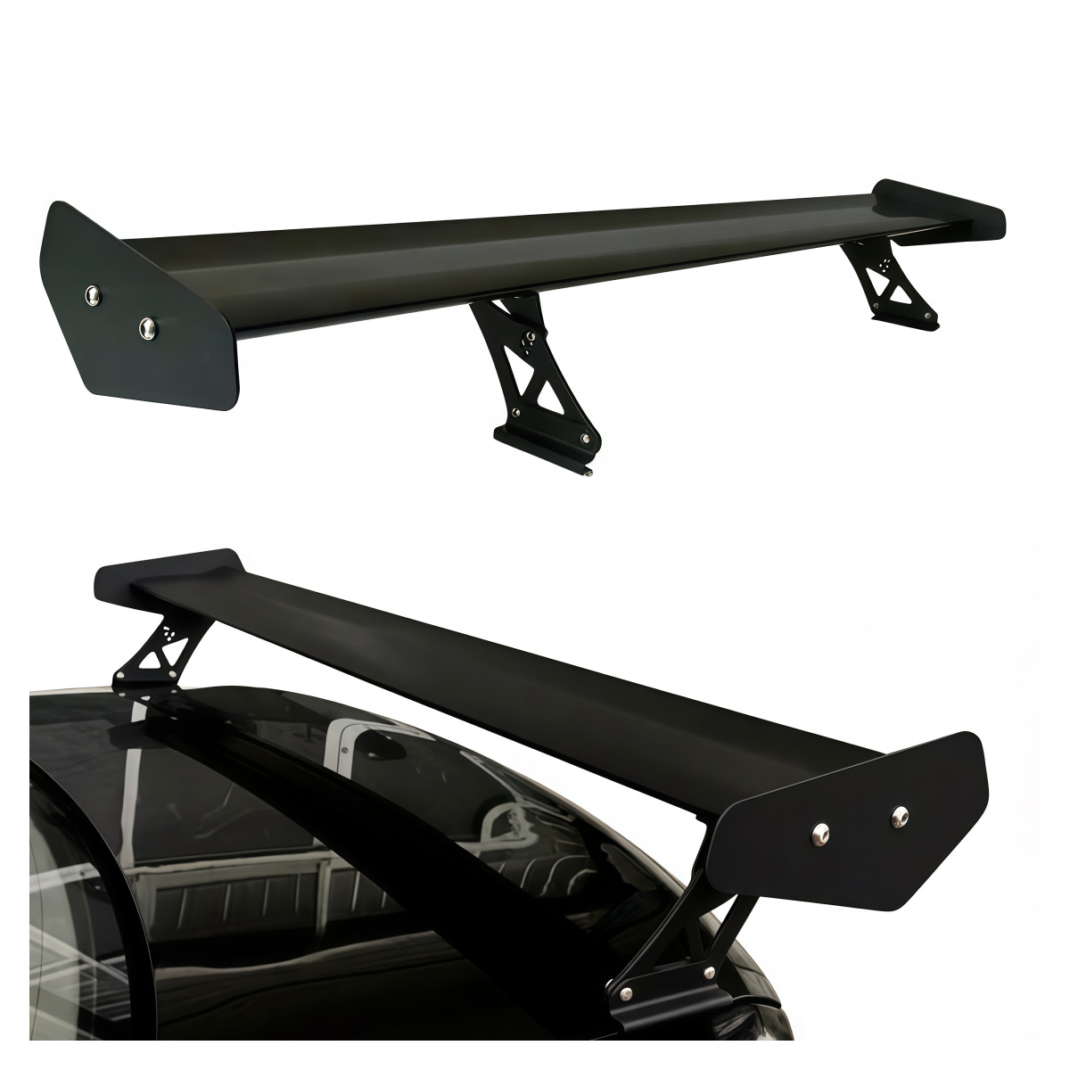 Universal Car Rear Wing for Sedan, No-Drill Aluminum Alloy Clip-On Modified Spoiler Wing Decoration