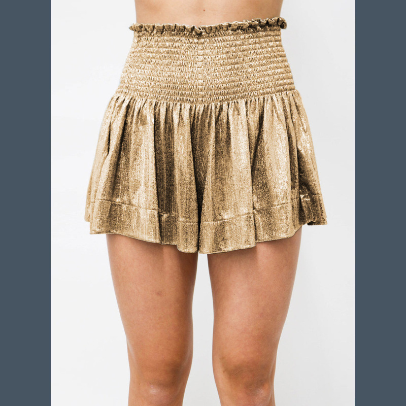 2024 European and American Amazon New Casual Sports Women's Pants Loose Elastic Waist Draped Glitter Shorts