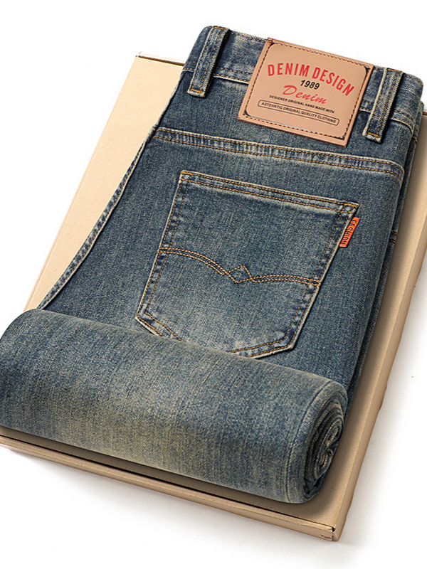 2026 Autumn and Winter New American Retro High-End Light Luxury Cropped Jeans Men's Straight Slim Fit Pure Cotton Casual Pants