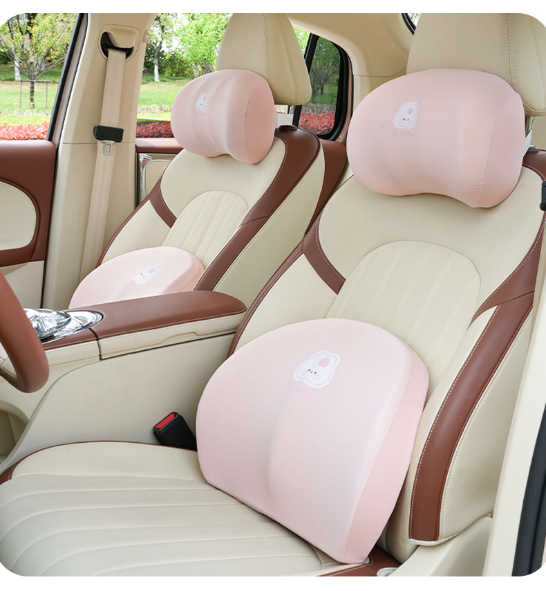 Memory Cotton Car Headrest Waist Strawberry Rabbit Comfortable Car Waist Cushion Waist Protection Four Seasons Universal Car Headrest