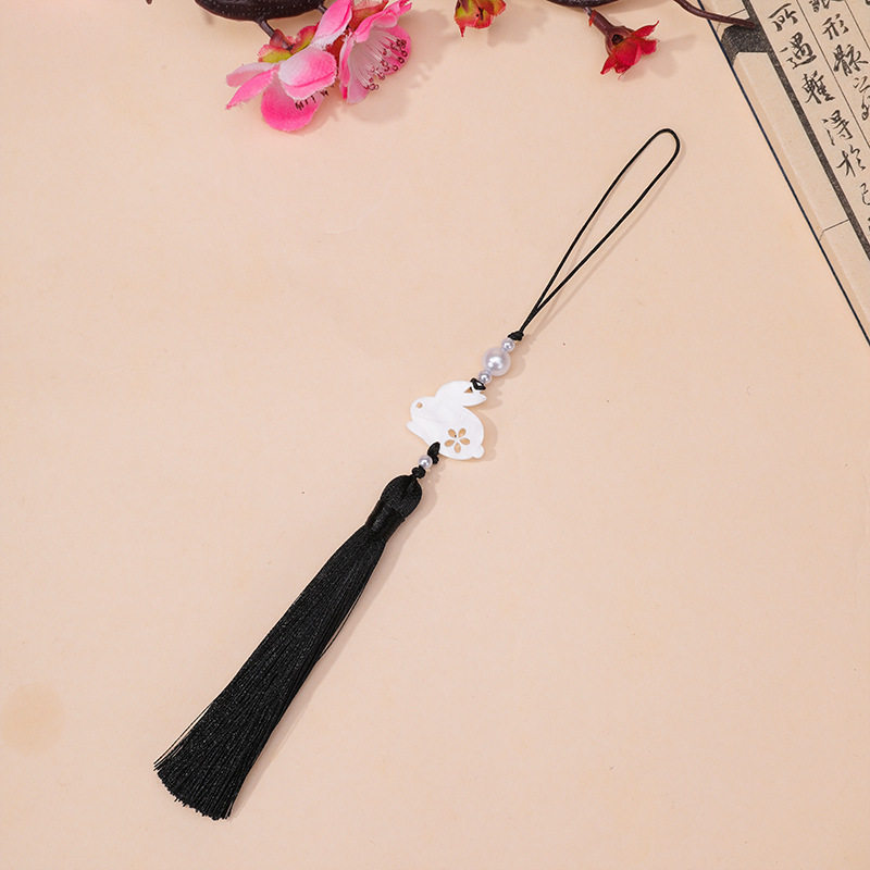 中秋节醋酸白玉兔子流苏流苏吊坠古风汉服旗袍腰佩压襟服装辅料|undefined