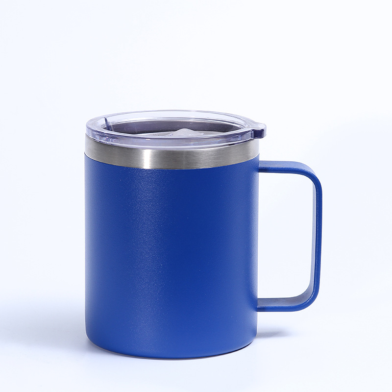 Nueva taza creativa de acero inoxidable de 12oz taza de café de doble capa con mango de oficina de negocios del hogar taza de vacío