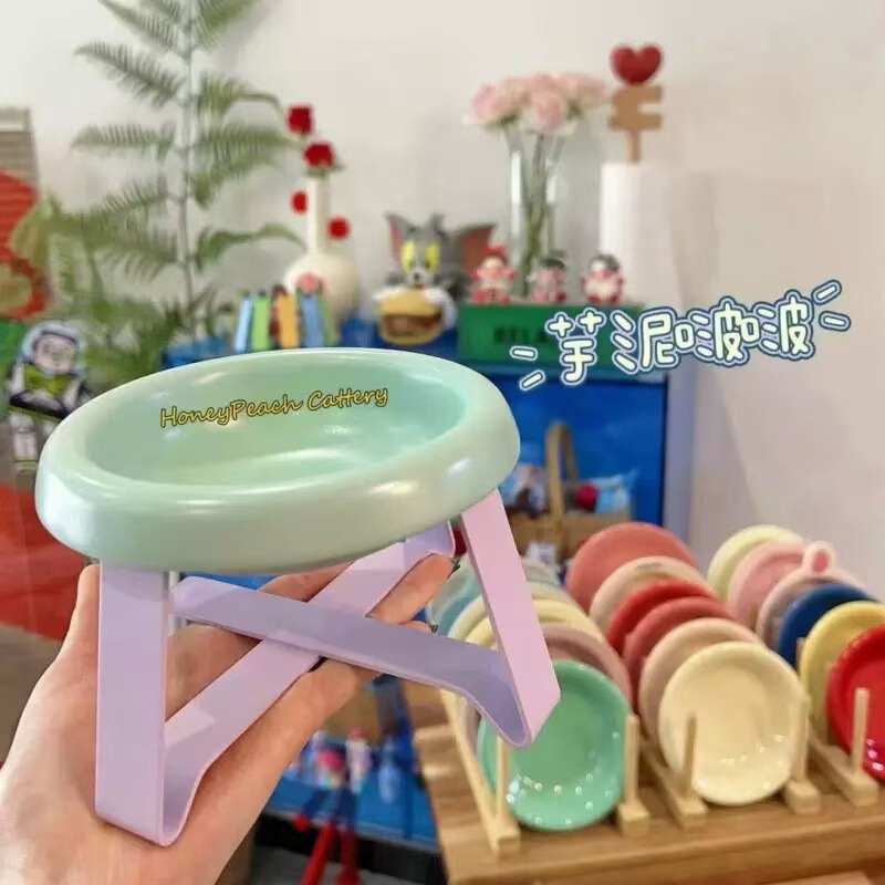 飞碟猫咪宠物碗BD铁架护颈飞碟罐头水碗高浅口通用|undefined
