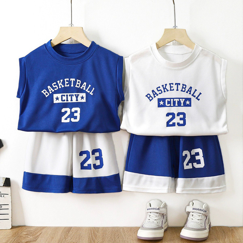 Children's Summer Vest and Shorts Set, Mesh Quick-Dry Korean Style Casual Boys' Thin Sports Shirt for Toddlers and Kids Children's Summer Vest and Shorts Set, Mesh Quick-Dry Korean Style Casual Boys' Thin Sports Shirt for Toddlers and Kids