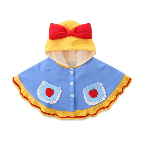 Autumn and Winter New Sleeveless Single-breasted Hooded Girls' Tops Infants and Toddlers Embroidered Cloak 2362