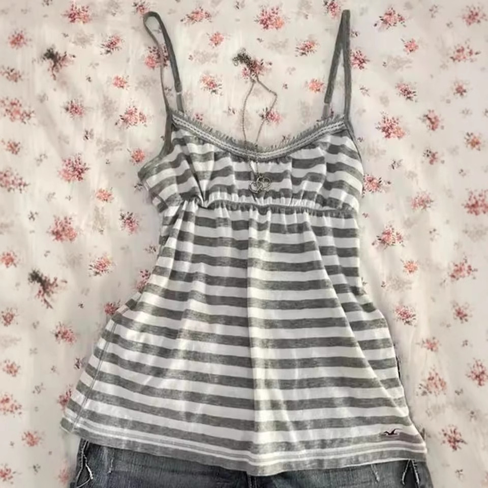 2025 New Summer Style Sweet, Fresh, Striped, Sexy, Slimming and Versatile Suspender Tops