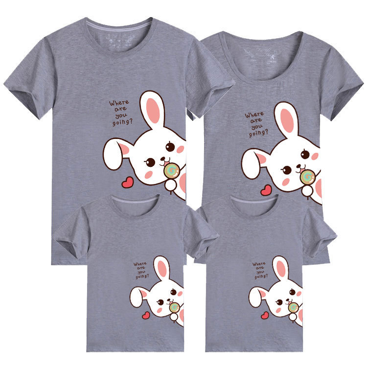 2023 conejo año padre-hijo T-shirt Año Nuevo rojo nacimiento año familia tres familia bendición seguro feliz manga corta moda