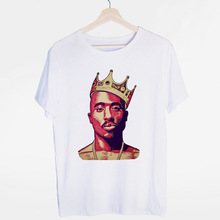 美国说唱歌手tupac makaveli圆领印花白t恤短袖男女装外贸跨境wis