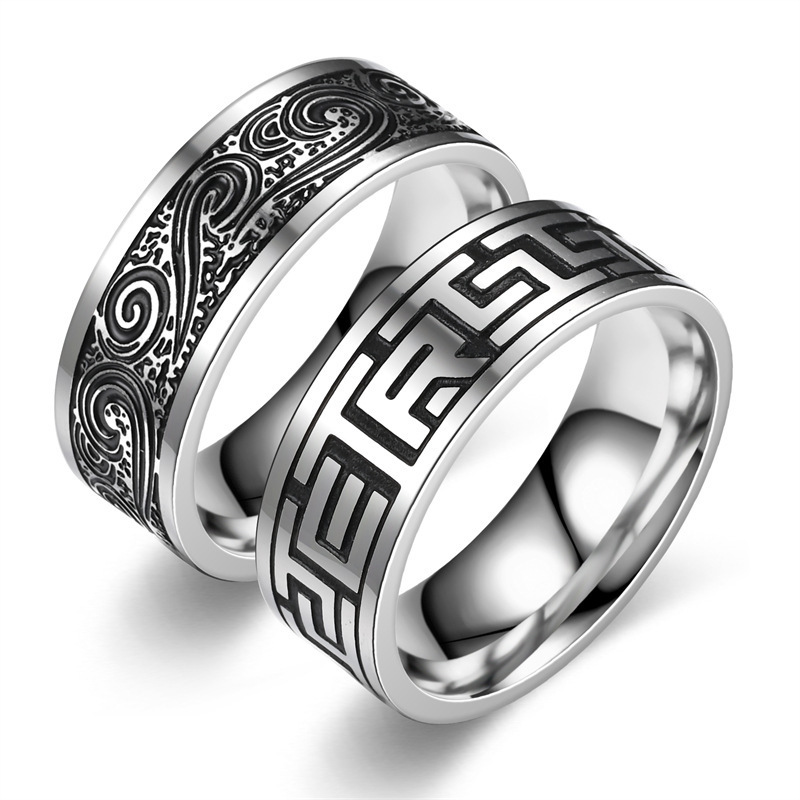 Titanium Steel Retro Men Ring Image 5