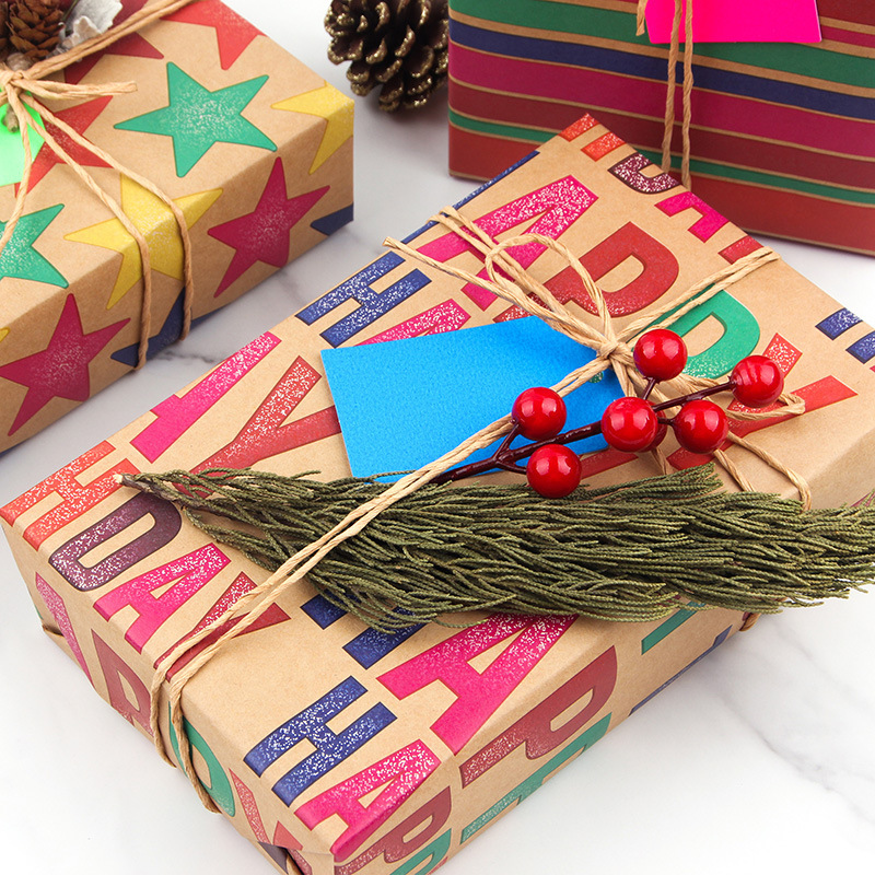 Papel de Regalo de Amazon para el Día de San Valentín, Papel de Regalo para Fiestas de Cumpleaños, Papel Kraft Retro, Artículo Más Vendido Transfronterizo