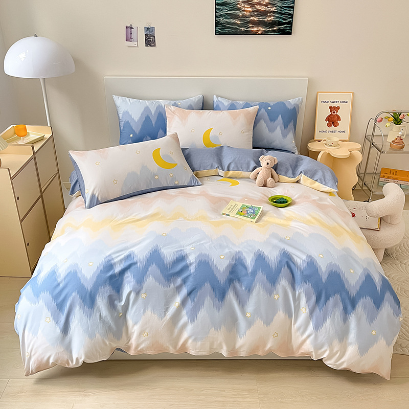 Cuerpo de algodón de cuatro piezas de amor, cama de cama, cama de cama, dormitorio de estudiantes, ropa de cama de tres piezas.
