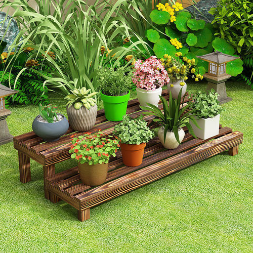 Window sill plant stand solid wood multi-layer balcony living room indoor flower pot step bay window succulent stand floor-standing type with free shipping