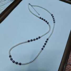 3-5淡水珍珠项链毛衣链白加紫小清新甜美气质女s925银抽拉调节扣