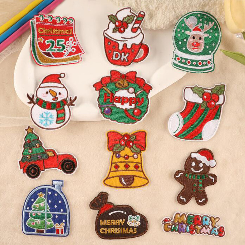 圣诞刺绣补丁布贴衣服辅料童装装饰帽子包包装饰补洞贴花外套徽章