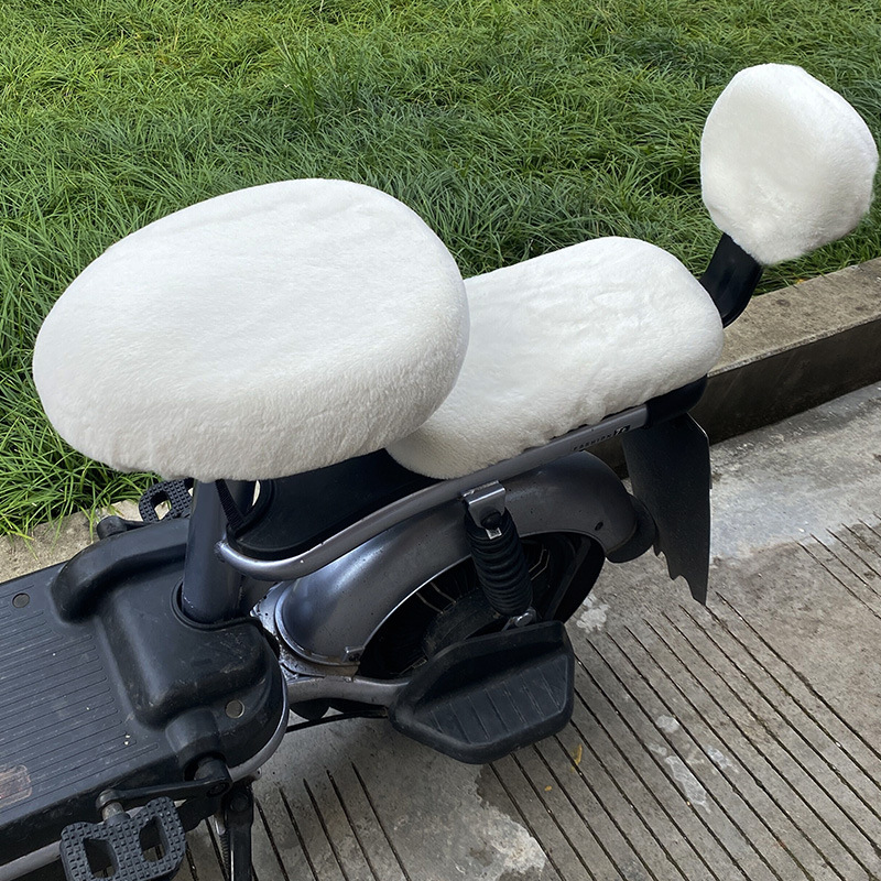Electric Vehicle Plush Seat Cover Plus Velvet and Thickened Electric Vehicle Seat Cushion Cover Knife Table Bell Emma Warm Electric Vehicle Seat Cushion