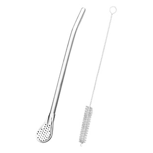 Straw Spoon Multi-purpose 304 Stainless Steel Straw Spoon Cute Creative Coffee Mixing Spoon Juice Milk Tea Spoon