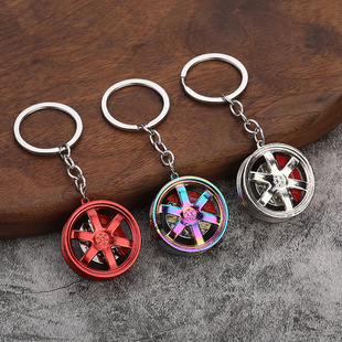 Cross-border new metal wheel caliper key ring creative car modification key chain men's and women's small gift pendant