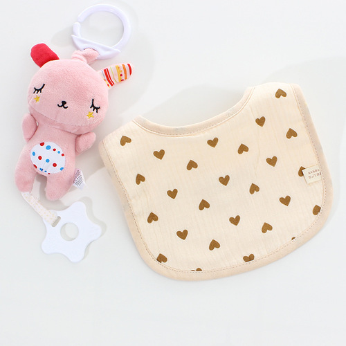 Six-layer cotton gauze U-shaped bib baby saliva napkin children's eating bib baby anti-vomiting milk napkin back-button bib