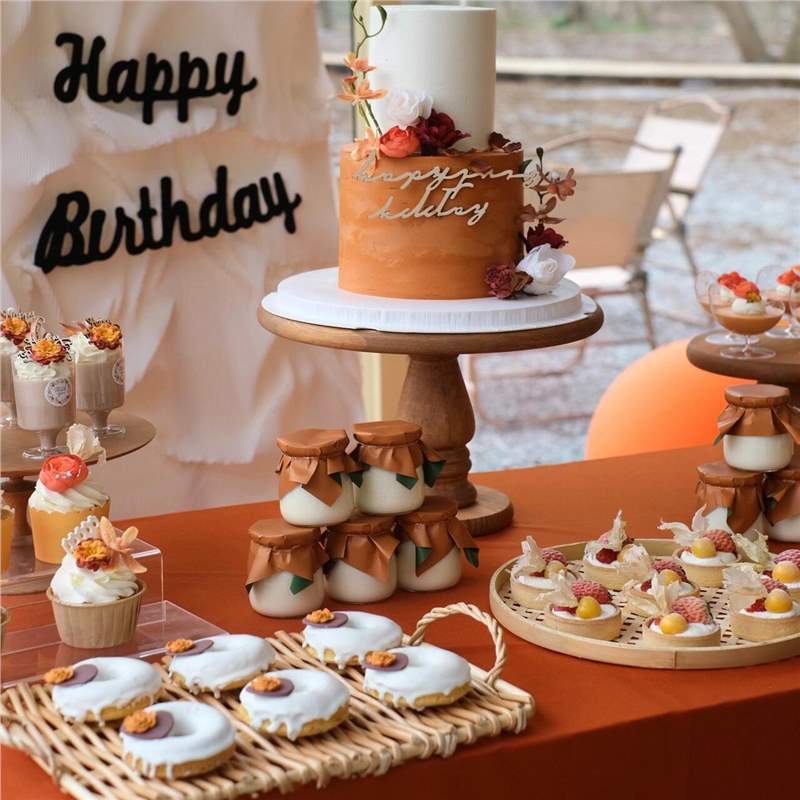 Maillard Color Plug-In Dessert Table First Birthday Cake Decoration Party Event Layout Coffee Table