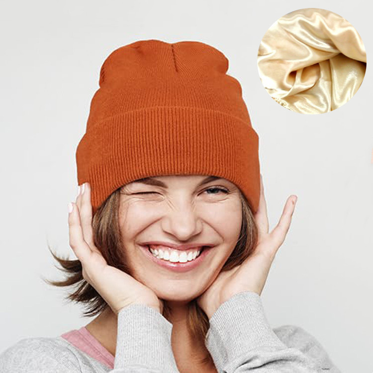 Autumn and Winter Multi-Color Beanie Hat for Men and Women, Warm Knitted Ear Protection Hat, Cross-Border Best-Selling Winter Cold Hat with Satin Lining