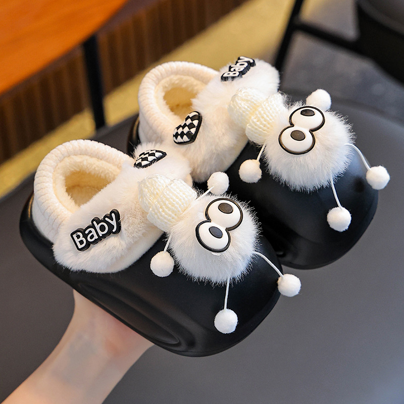 Zapatillas de algodón para niños de invierno para niños y niñas calientes de veludo EVA impermeable desmontable de algodón para padres e hijos bolsas de bebés zapatos de talón de algodón