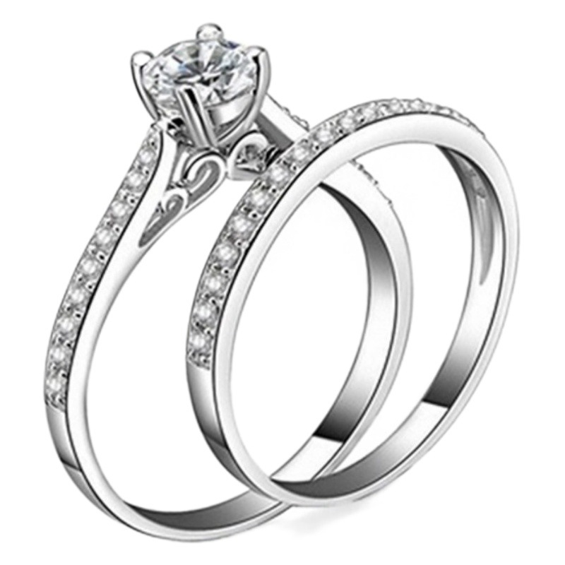 Jianjie transfronterizo nuevo cuadrado blanco ópalo antiguo anillo de plata europeo y americano nupcial joyería de la boda de las mujeres