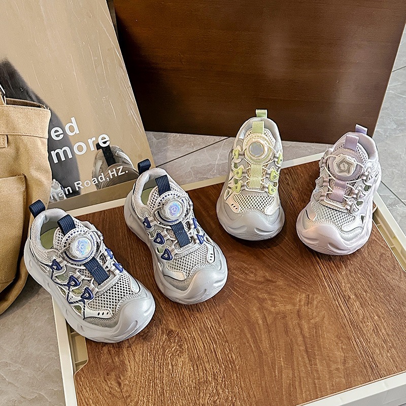 Girls' Boys' Sneakers Mesh Closed Toe Rotating Buckle Summer New Style Casual Frame Shoes Children's Trendy_voghion.com