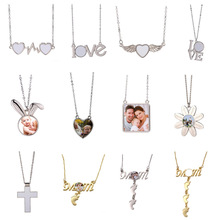 跨境亚马逊热款欧美饰品项链空白天使翅膀热转印金属吊坠镶钻项链