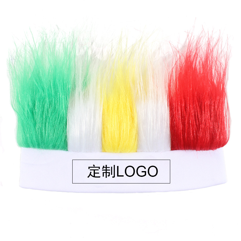 Transfronterizos para fanáticos de colores pelucas apoyos de la Copa del Mundo para adultos fuente especial fabricantes en stock al por mayor