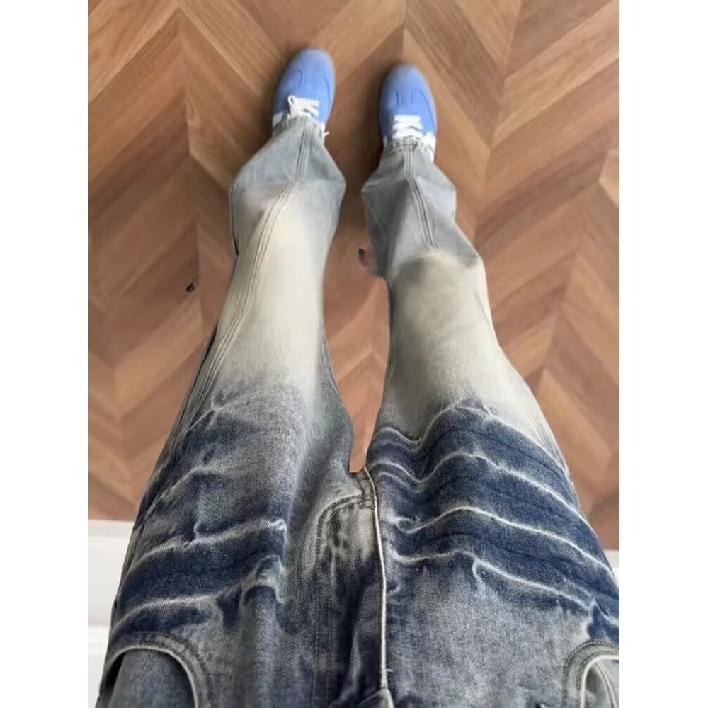 Premium Herren-Jeans mit schrägem Schnitt – High Street Vibe Lightning Stripe Slim Fit Straight Bootcut Pants_voghion.com