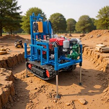 定制橡胶履带式柴油液压打井机支腿25马力民用大口径钻井机钻头