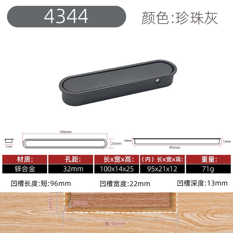 Manija anticolisión encajada ranurada simple moderna de la puerta de gabinete del tirón estrecho de la aleación del cinc