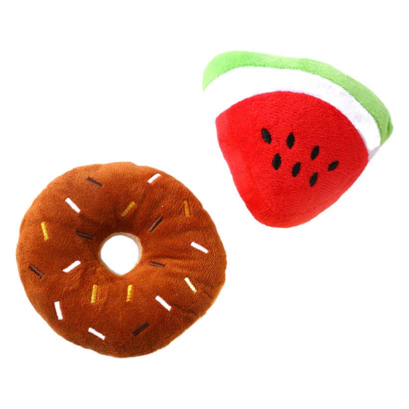En stock felpa que suena juguete para mascotas fruta pollo pierna hueso peluche juguete perro juguete al por mayor