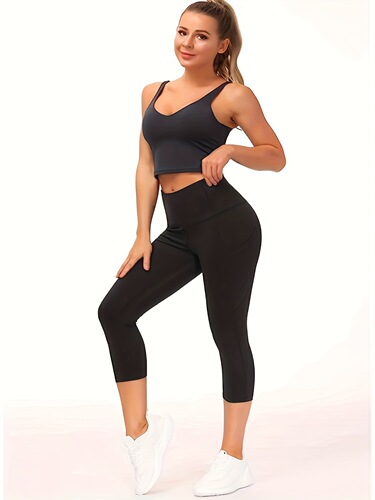 Women's Elastic Tight Leggings High-Waisted Abdominal Compression Running Training Breathable Exercise Yoga Seven-Eighth Pants Hip Lift