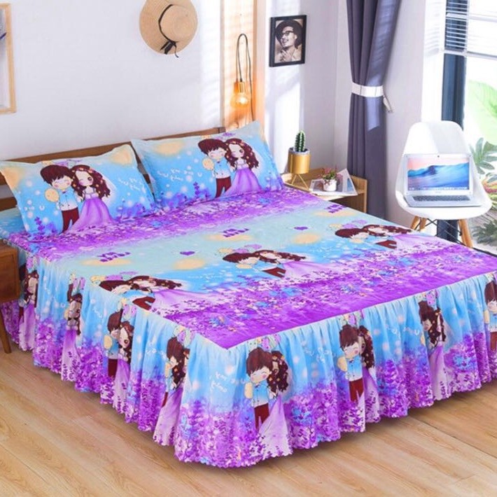 Nueva seda lavada Tencel hielo bordado sola cama falda colcha color sólido máquina lavable 1,8 m 2,0 cama doble hoja
