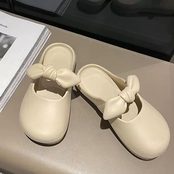 夏季拖鞋女博肯鞋蝴蝶结装饰法式凉鞋防滑耐磨平底百搭女鞋
