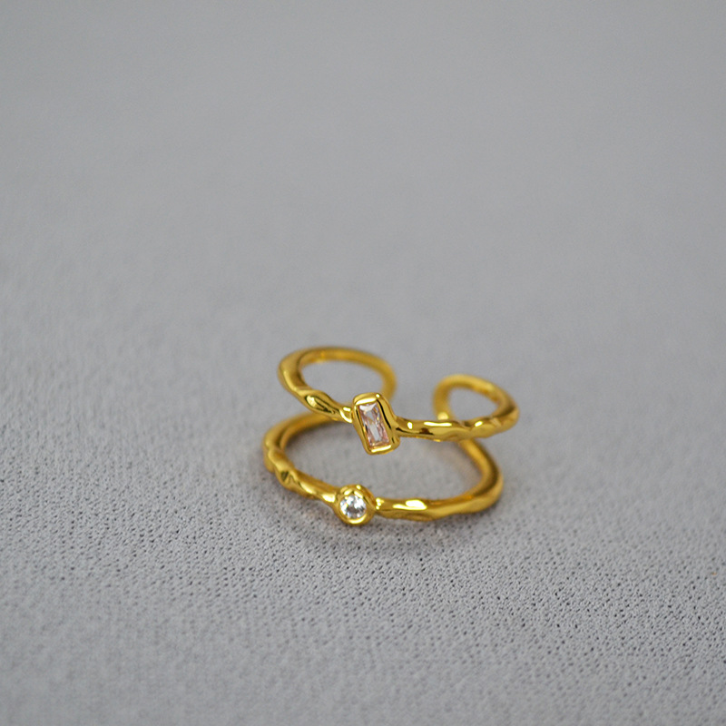 1 Piece Quantity Brass Inlay Solid Color Zircon Rings
