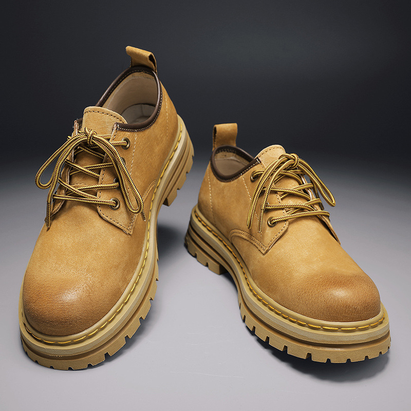 Putian hombre botas Martin aumento de altura en la parte inferior gruesa patada no mal al aire libre zapatos de herramientas de montaña de alta versión de cuero