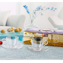 艾格莱雅伊诺咖啡杯碟四件套玻璃咖啡杯咖啡碟促销礼品玻璃套装