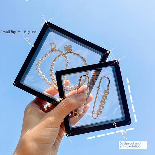 Anti-oxidation PE film jewelry display box with airtight transparent floating jewelry box in an Instagram style, earring and necklace storage box
