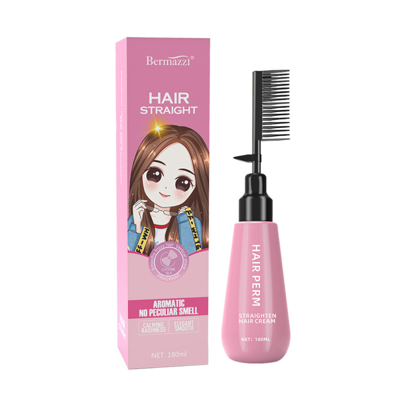 クロスボーダー直送 ヘアストレートニングクリーム コーム付き ホットパーマ ワンコームストレート ノンプルイオンパーマ スタイリングソフトニングクリーム 髪を傷めず滑らかに|undefined
