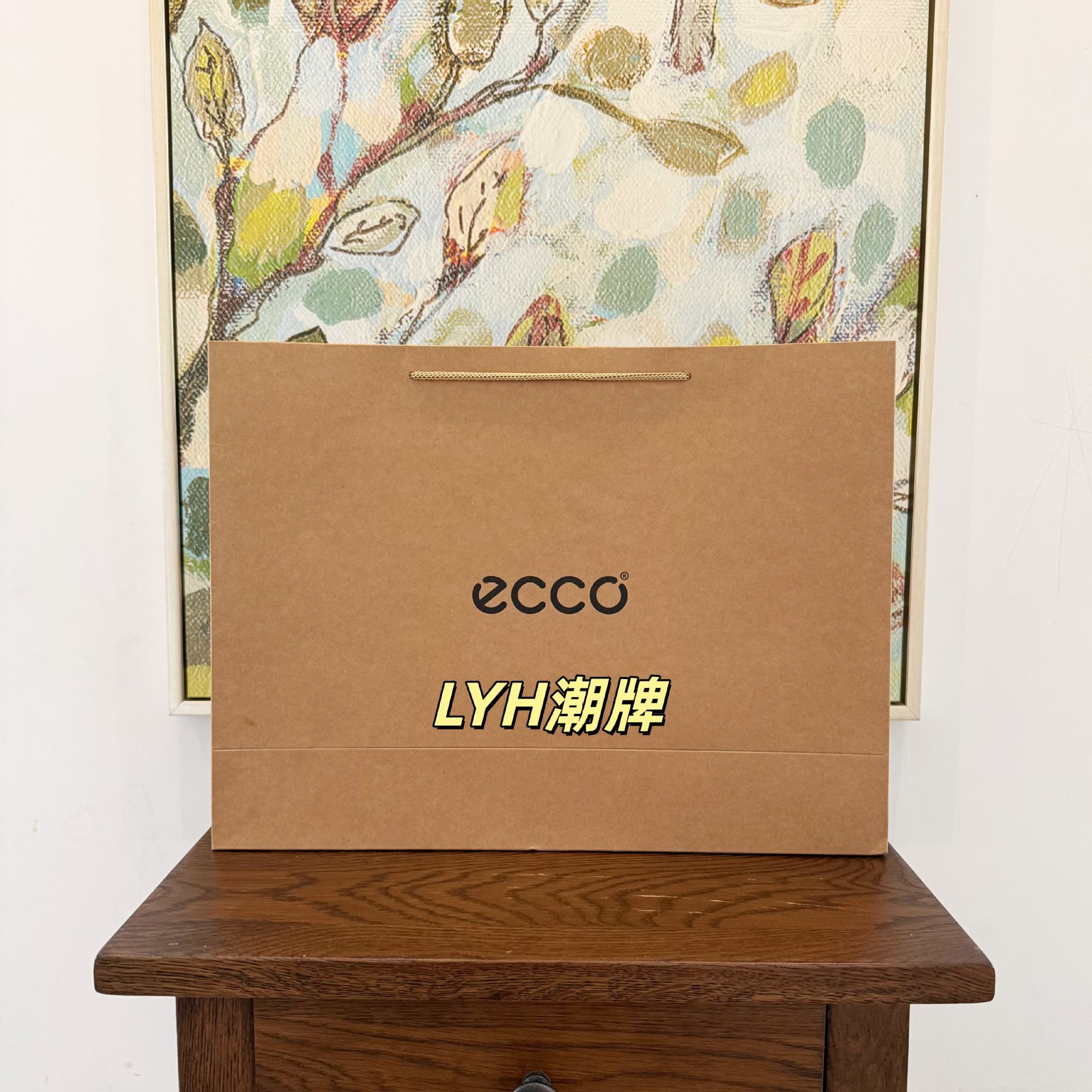 爱步专柜手提袋ECCO鞋子鞋盒包装袋进口牛皮纸加厚爱步礼品袋批发