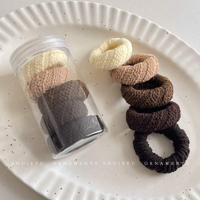 Cuerda para el cabello retro Maillard, temperamento femenino, cuerda para el cabeza duradera, banda de goma para el cabello de alta gama, tocado de lazo para el cabello de cola de caballo alta