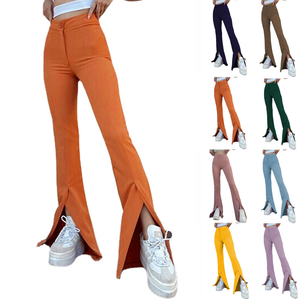 Women's Daily Fashion Solid Color Full Length Slit Flared Pants display picture 1