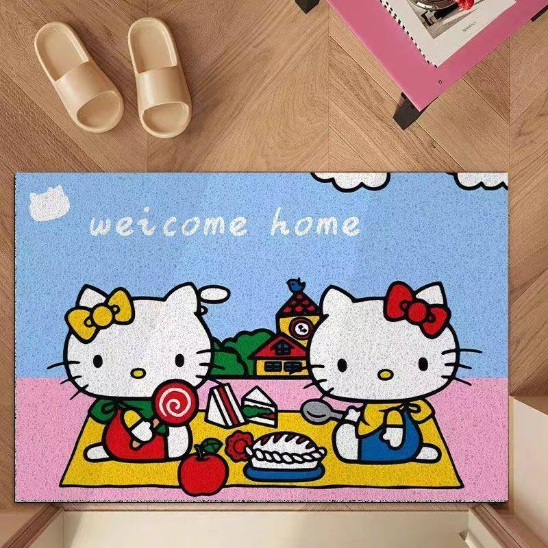 Hellokitty Entrance Door Mat, Customizable Wire Loop Mat for Entryway, Indoor and Outdoor Dirt-Scraping Mat, Dust Removal Mat