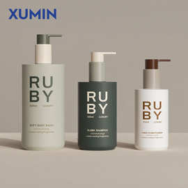 新品pe毛绒料塑料压泵瓶100-200ml乳液瓶哑白300-500ml洗发水瓶子
