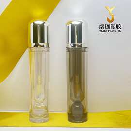 厂家批发圆形喷镀盖透明唇彩管3ml唇釉空管 新品化妆品包材带珠子