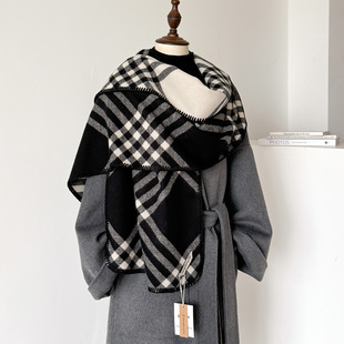 Plaid Scarf Women's Winter All-match Warm Thickened Cashmere Plaid Shawl Trendy Light Luxury High-end Scarf